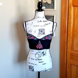 Xhilaration Boho Tribal Bikini Top Black Size LARGE
